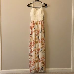 Beautiful Floral Maxi Dress with Lace Top